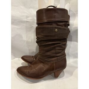 Vintage Frye Size 9 Brown Slouch Boots Leather Low Heel USA Made Womens